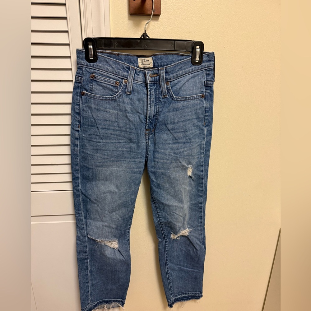 J.Crew Petite High Waisted Cropped Straight Leg Jean